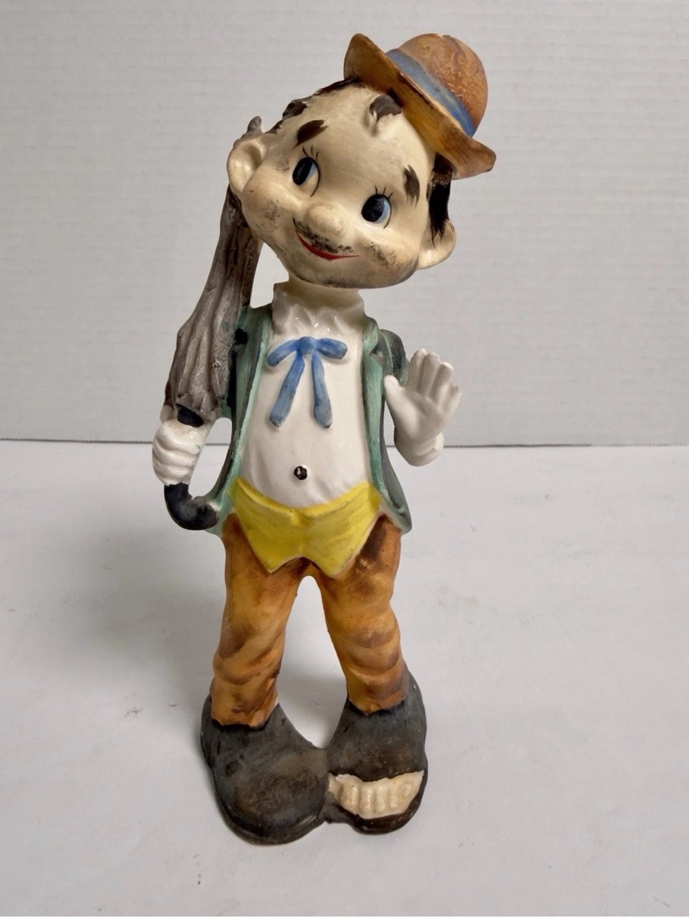 Vtg 1950s Tilso Japan Ceramic Hobo Clown Figurine 7" Mid Century Kitsch Decor
